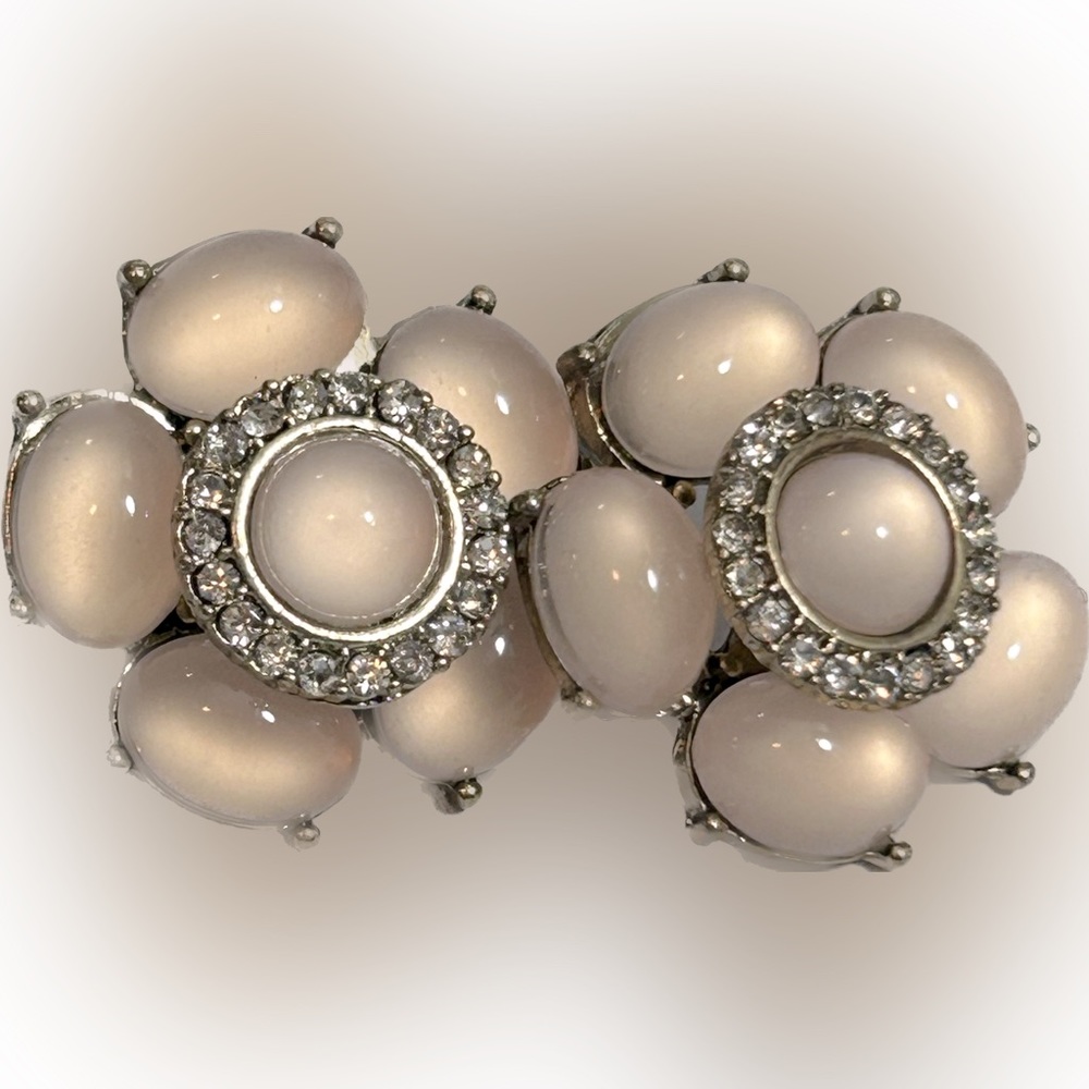Soft Pink Crystal Flower Earrings